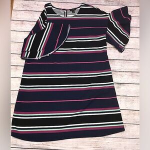 Halogen XL Women’s Dress with Navy, Pink, and White Stripes